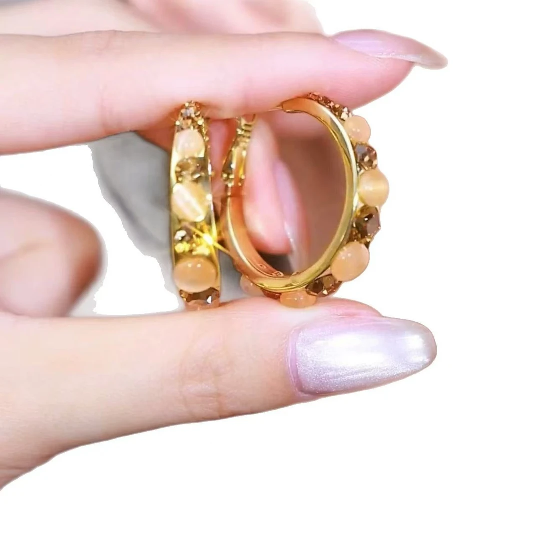 合金耳饰 2025爆款咖色圆圈耳扣韩版轻奢风时尚耳环高级感气质耳