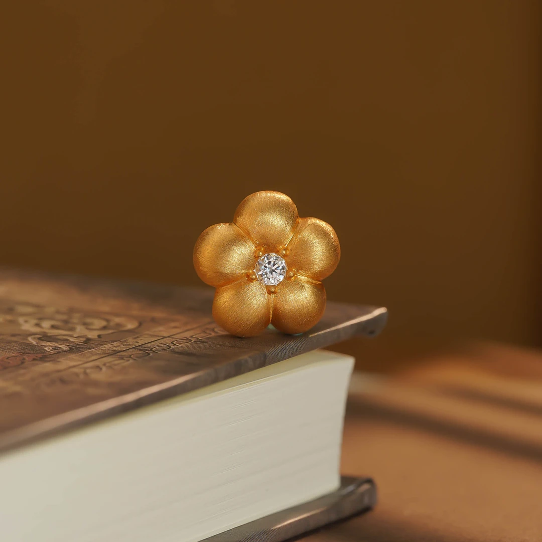 通体18k金拉丝时尚百搭大花路路通 不含链 约卡16mm【QL06337】