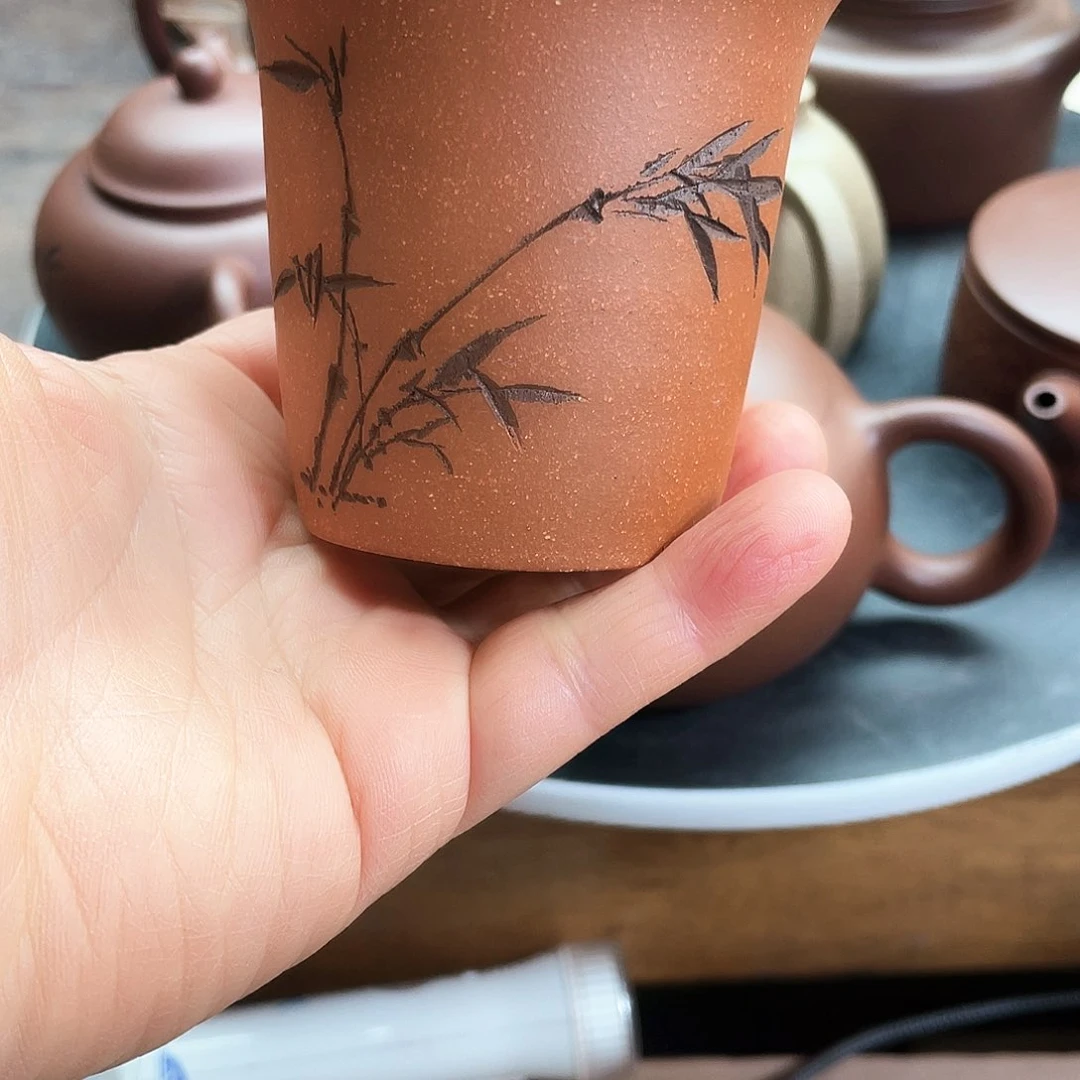 紫砂茶壶空**色主人杯，紫泥