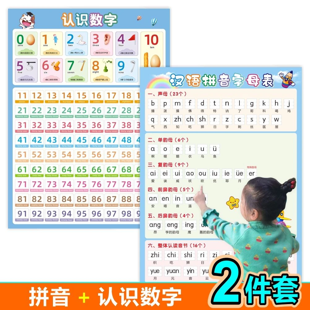 汉语拼音字母挂图神器认识数字1到100墙贴幼儿园学前班儿童早教全