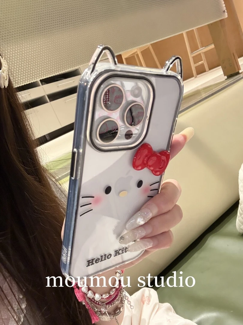 猫咪表情立体猫耳朵适用iPhone16Promax手机壳苹果15可爱1413卡通