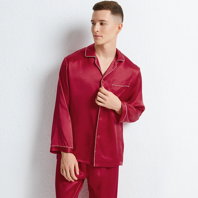 【100%桑蚕丝】真丝桑蚕丝家居服男长袖传统睡衣80012804