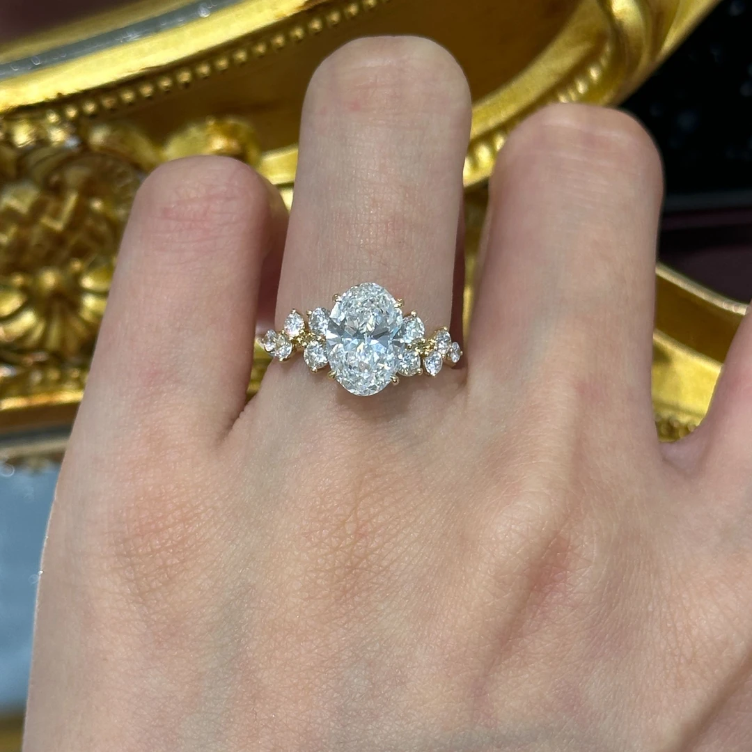 实验室培育钻石K黄繁星椭圆欧美复古风送女友送老婆