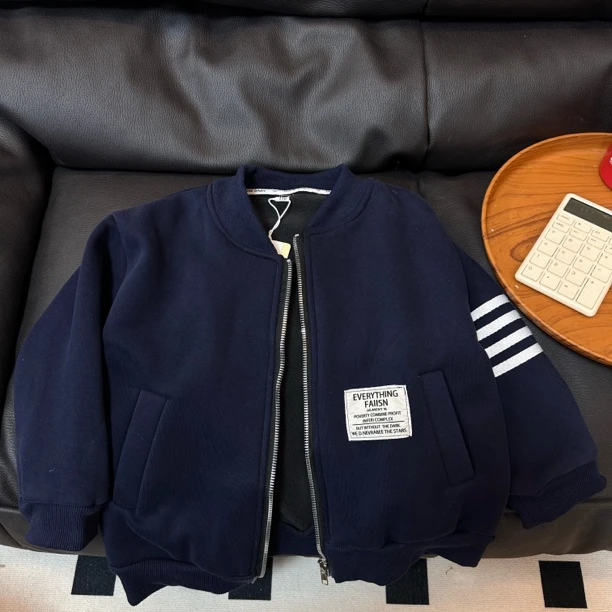 3957男女童时尚潮流百搭洋气春秋加绒棒球服