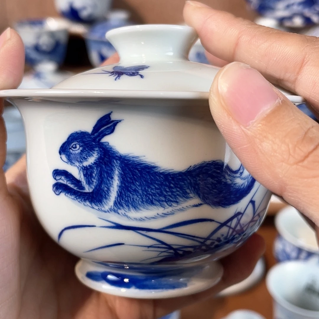 拾艺致物兔子盖碗微瑕价