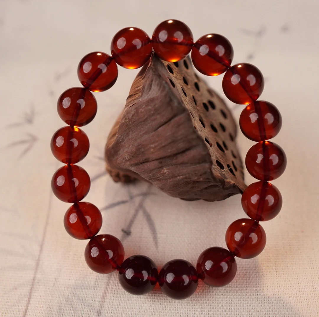 【亿景珠宝】11+圆珠缅甸天然血珀手串手链单圈精美时尚轻奢素圈