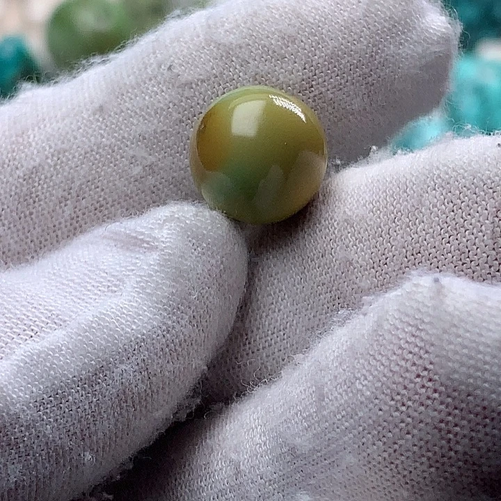 绿松石未镶嵌珠宝奇石直径12特色菜籽黄圆珠