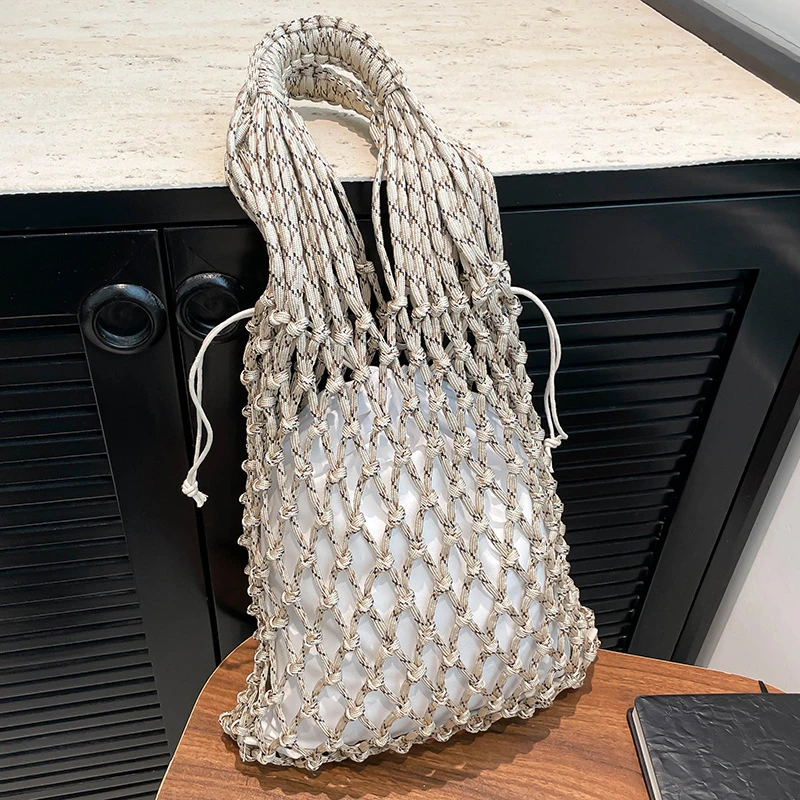 简约女包潮流辣妹风镂空网兜手提包包轻便百搭个性绳编简约手腕包