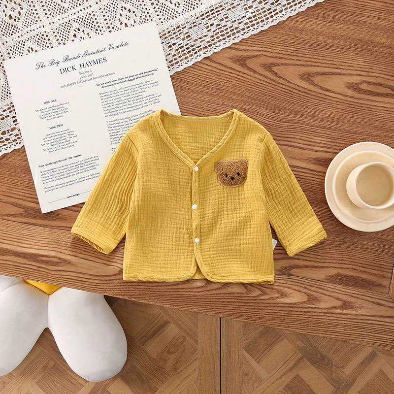 薄款夏季休闲风男A类V领普通外套男女童洋气婴儿上衣开衫儿童宝宝