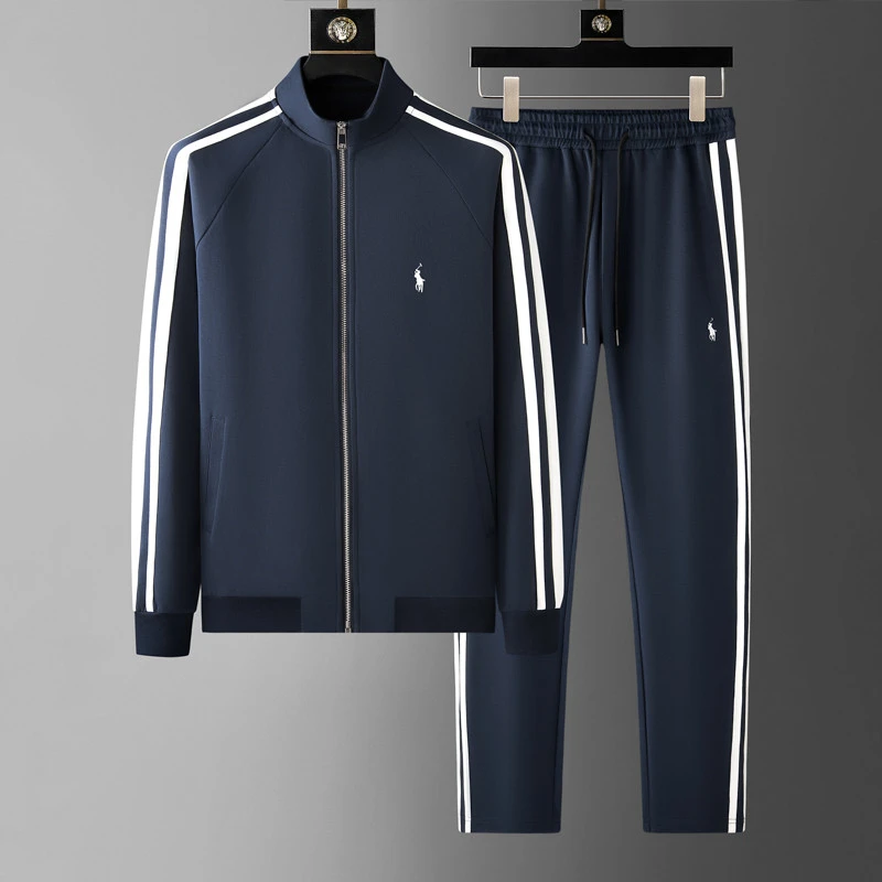 情侣卫衣套装男女春秋重磅纯棉开衫外套时尚拼接休闲运动服两件套