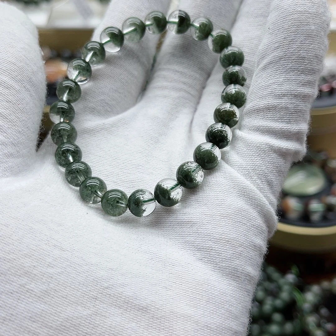 水晶手串未镶嵌天然水晶绿幽灵聚宝盆
