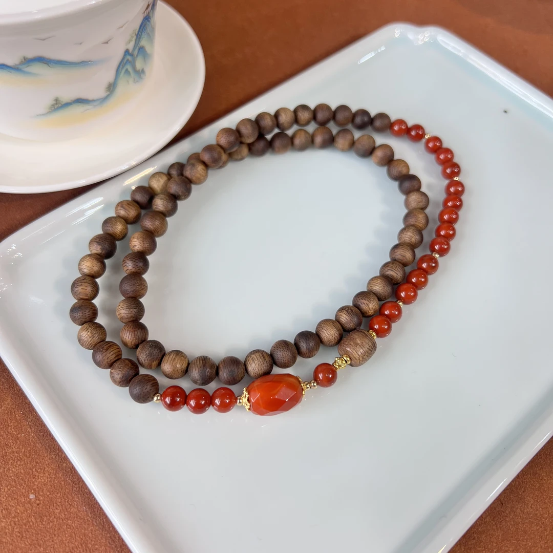 多圈莺歌绿火焰红南小红手链项链