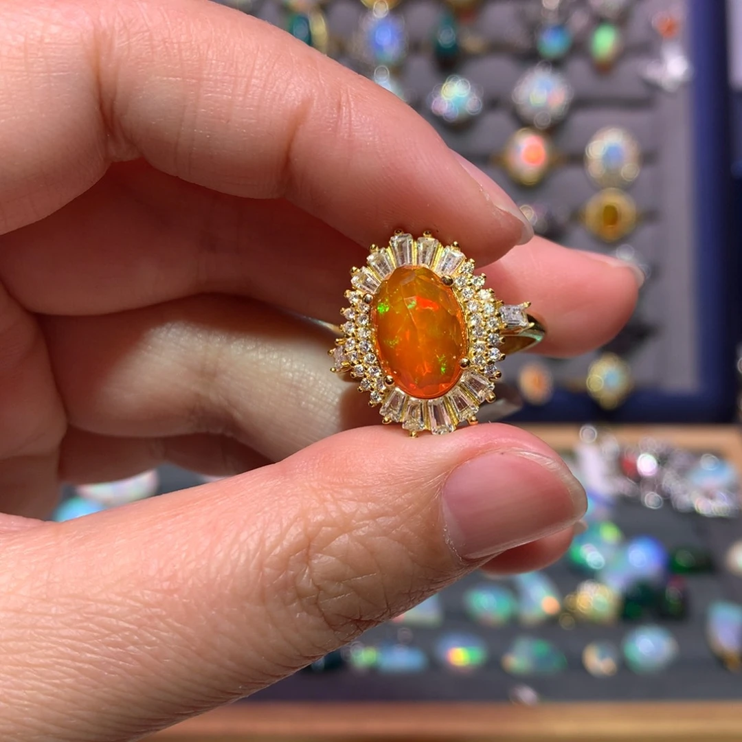 银S925镶嵌欧泊戒指款式