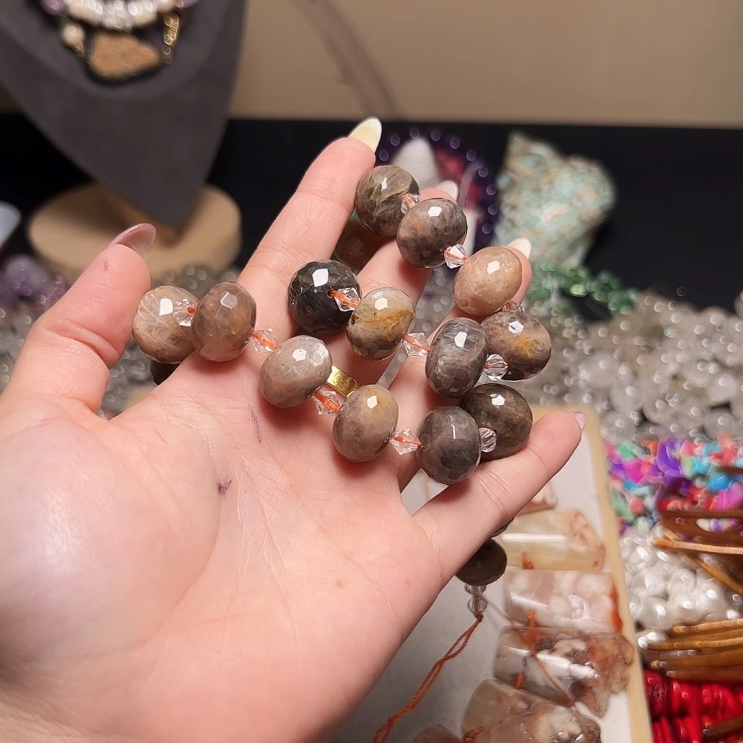 老***人玛瑙/玉髓合金珠宝半成品m578 黑骨干一条