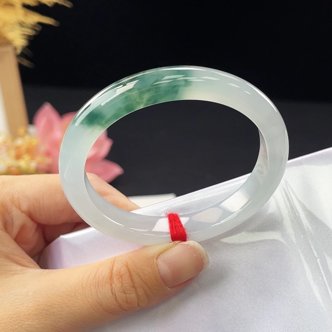 翡翠未镶嵌手镯41号 冰飘花贵妃