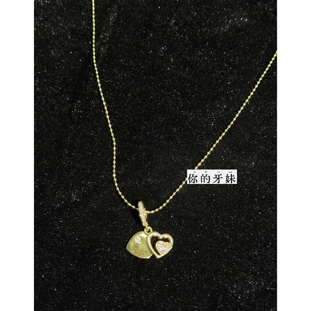 合金项链 双爱心项链XL574时尚经典百搭轻奢复古气质小众