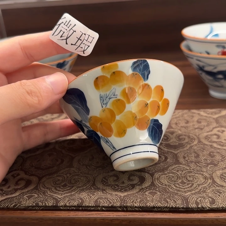 釉下手绘茶具微瑕