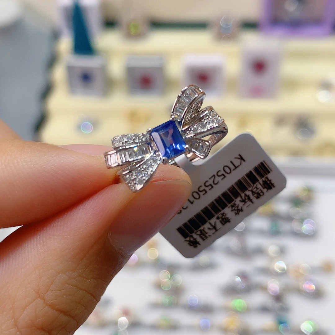 蓝宝石银S925镶嵌戒指