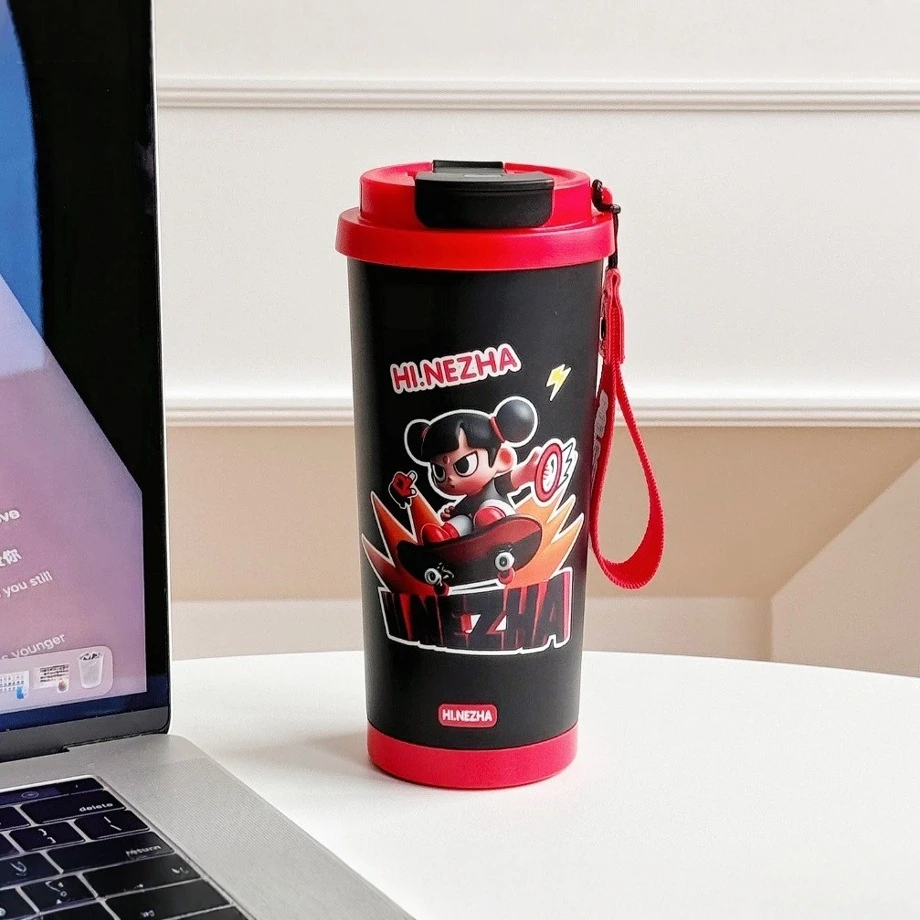 哪吒咖啡杯商务办公网红办公喝水杯子学生便捷双饮保温杯车载水杯