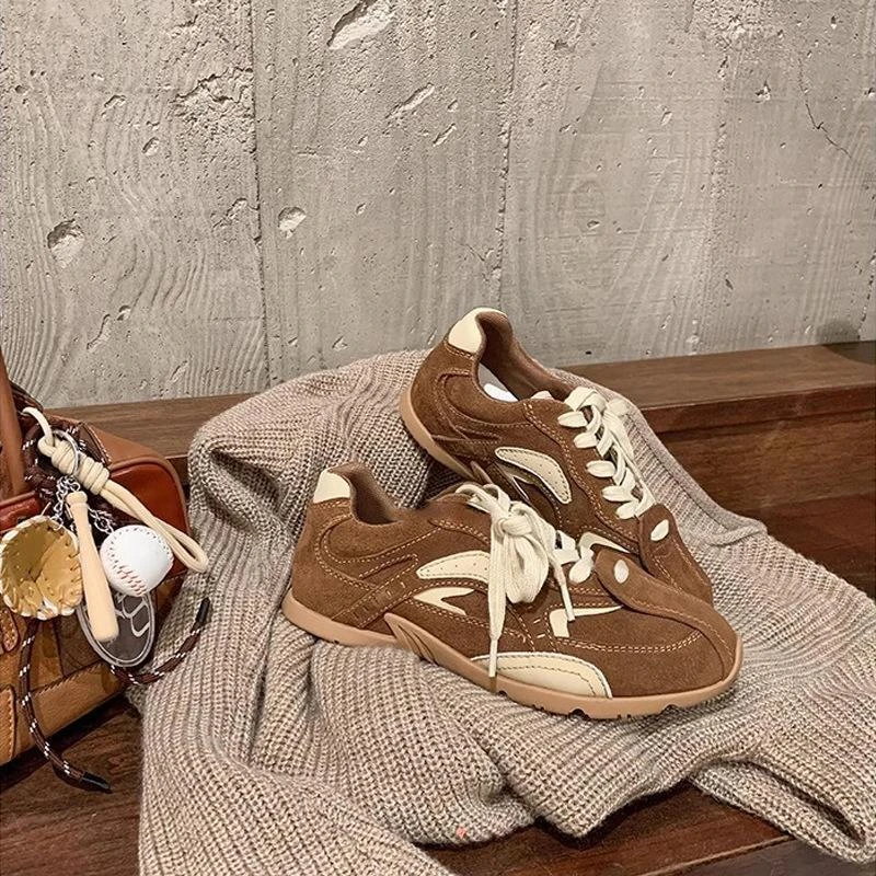 CBMT~2025春季新款拼色系带增高休闲运动德训鞋女阿甘鞋女