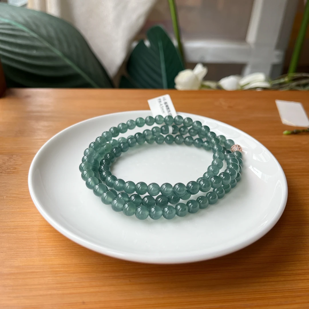 【郭老师】约6-6.5mm翡翠圆珠项链约66cm