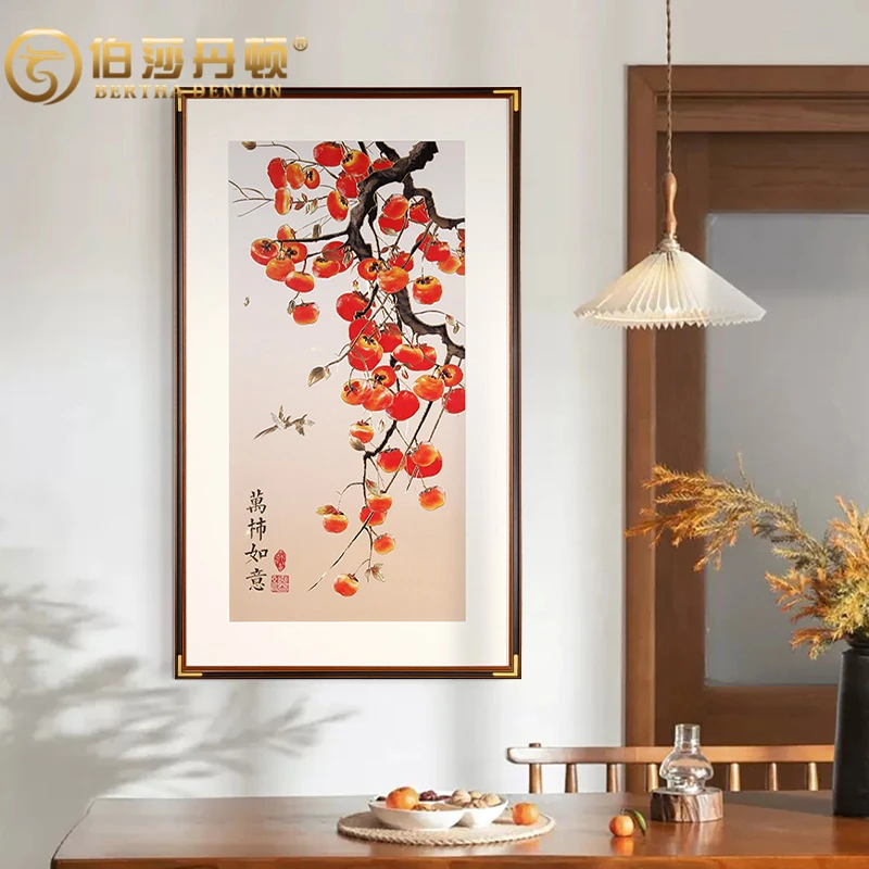 BERTHA DENTON/伯莎丹顿手工錾刻铜雕画《万柿如意》客厅玄关装饰画
