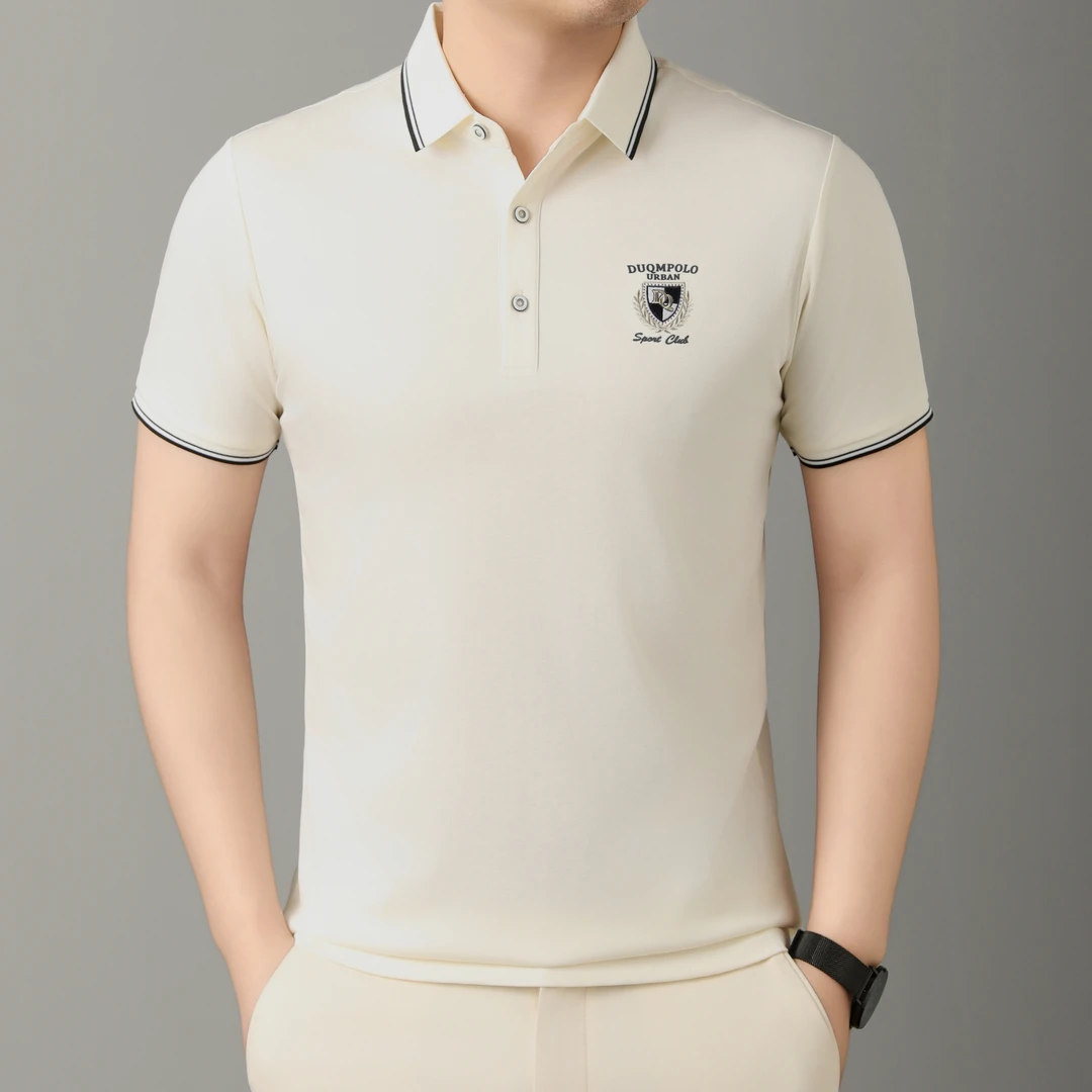 双丝光棉抗皱夏季28303高端男士POLO衫短袖