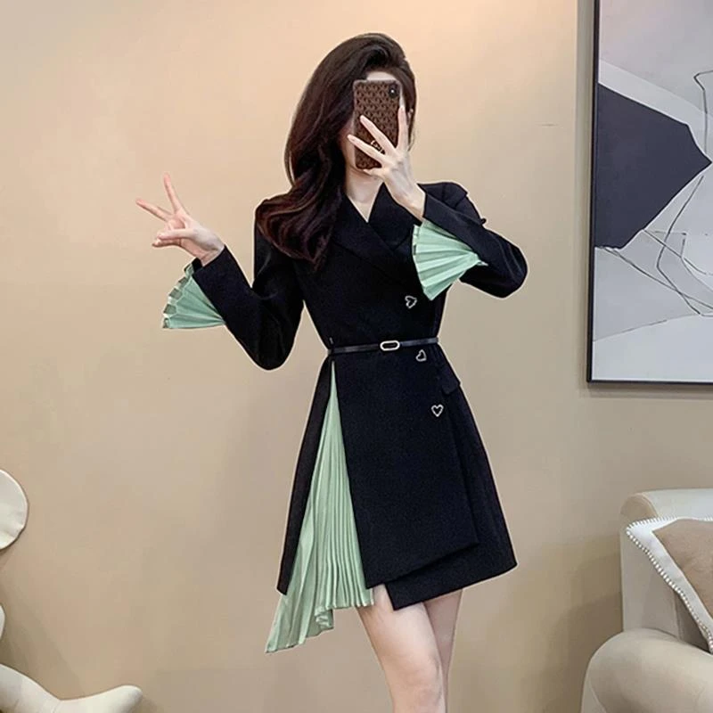 法式高级感气质职业西装连衣裙2024年秋季送腰带精致裙子女1851