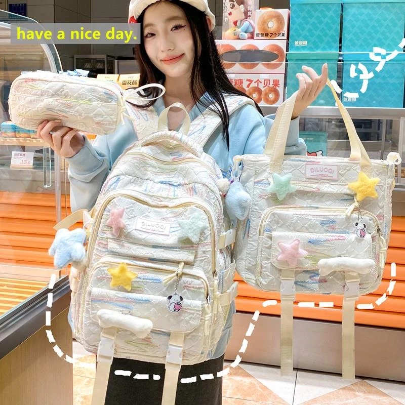 范哲萨书包女2025新款大容量初中生小学生3-6年级高颜值校园减负