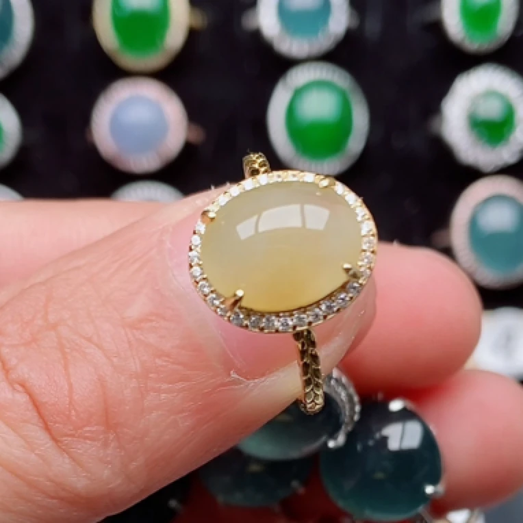 S925银镶嵌纯天然a货翡翠戒指