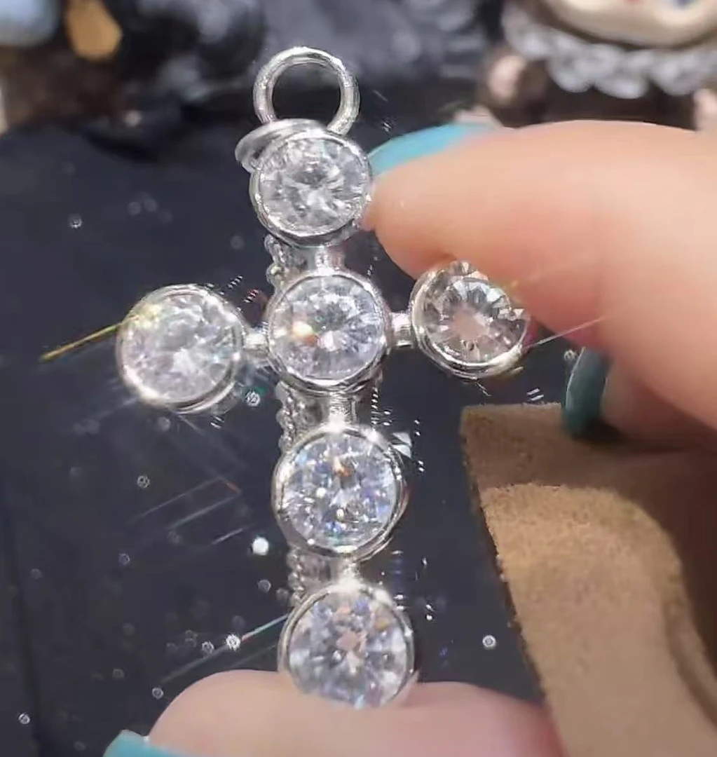 合金项链 【S023银色项链十字钻】包嫂法式项链女款轻奢高级感2025