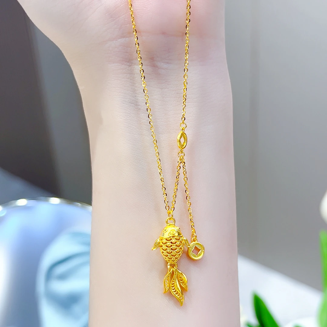 精品5G足金福气满满系列年年有鱼项链00739