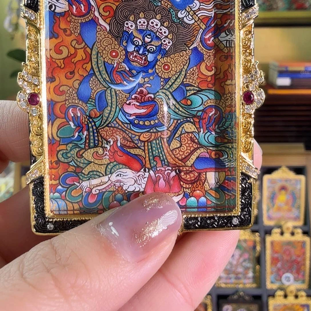 吊坠六臂大黑天纯手绘巴太