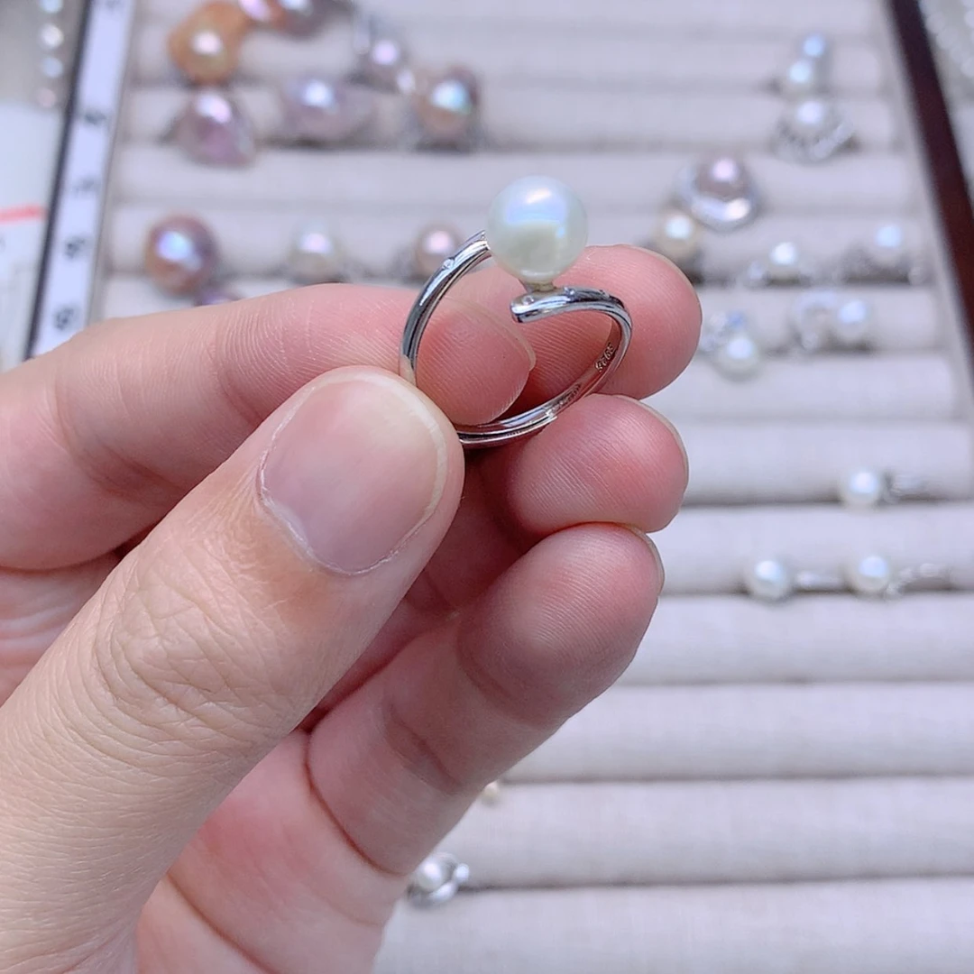 【闪购商品】银S925镶嵌戒指淡水珍珠缓*