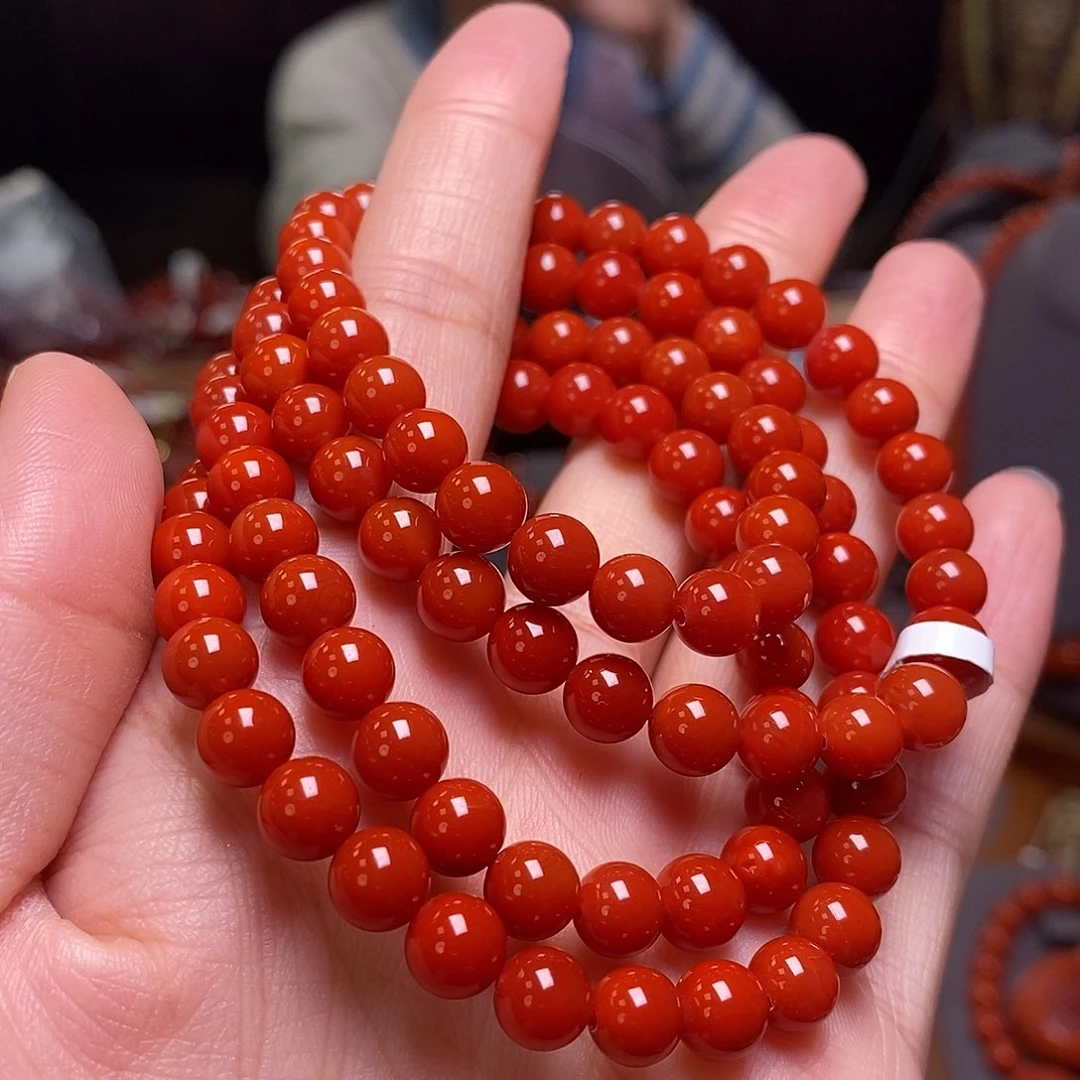 南红玛瑙多圈7m m未镶嵌雄**翅
