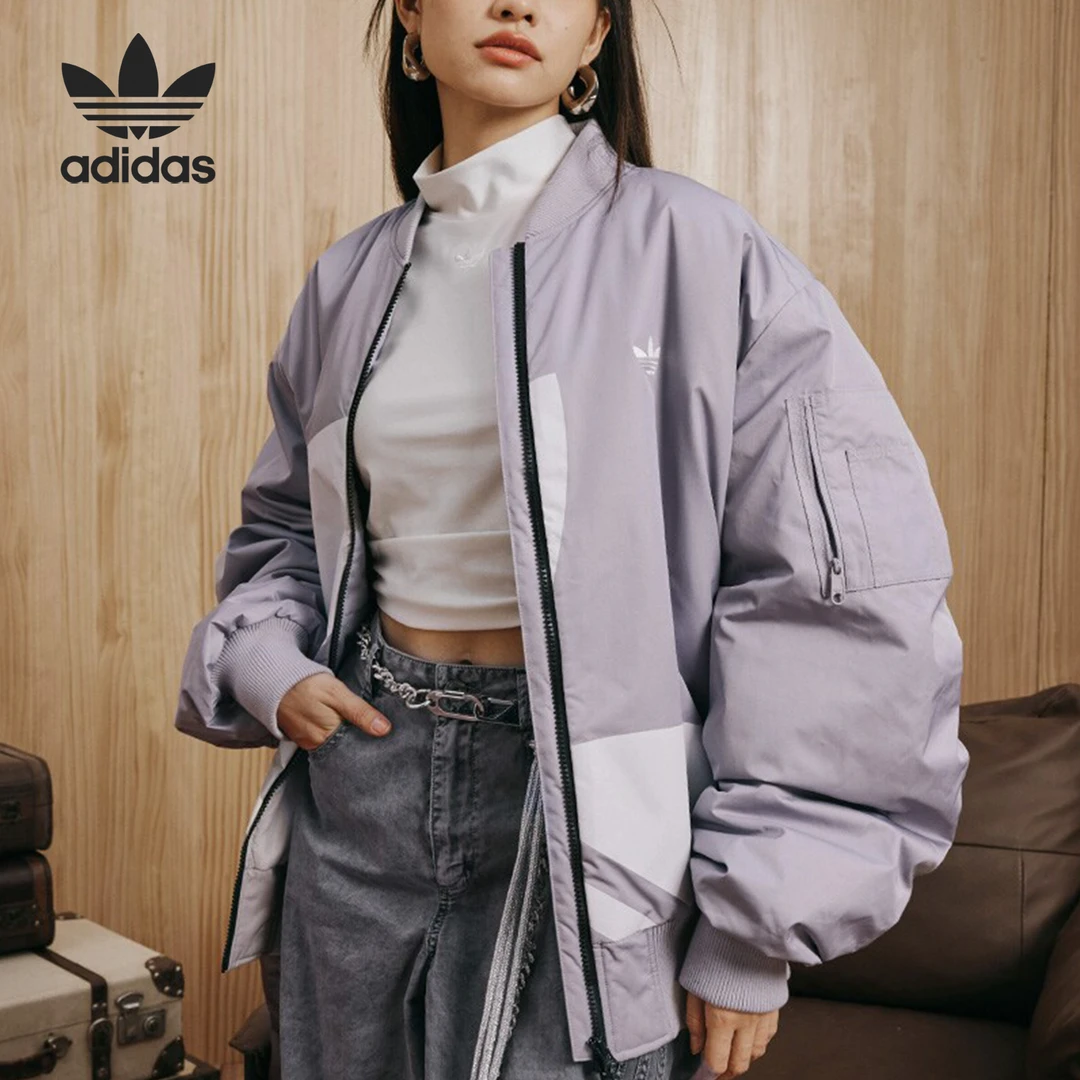 Adidas/阿迪达斯正品三叶草男女复古立领运动夹棉外套JX7066