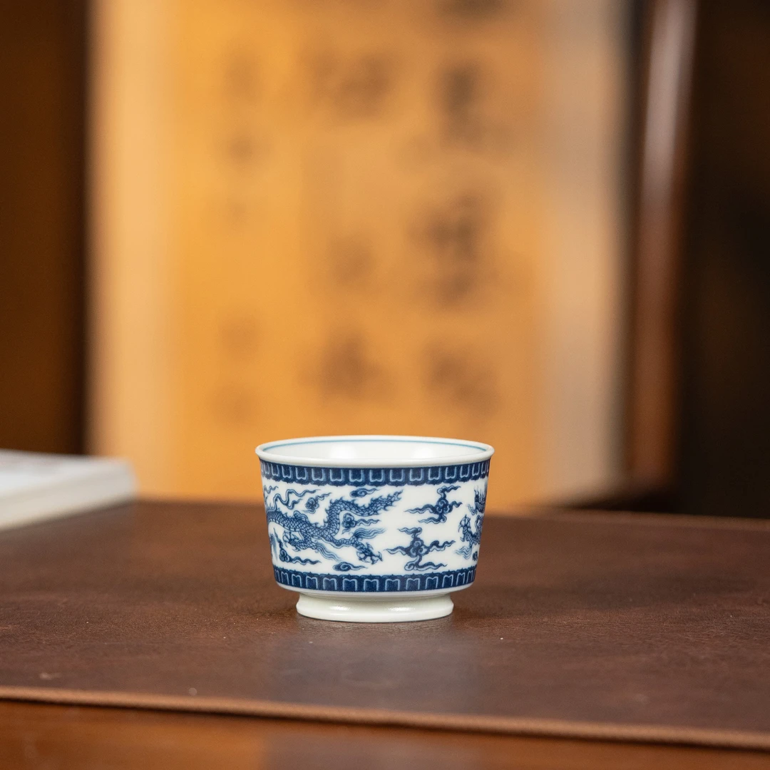 【利贞｜青花祥龙容天杯】手工制釉下彩约110cc福利系列DC