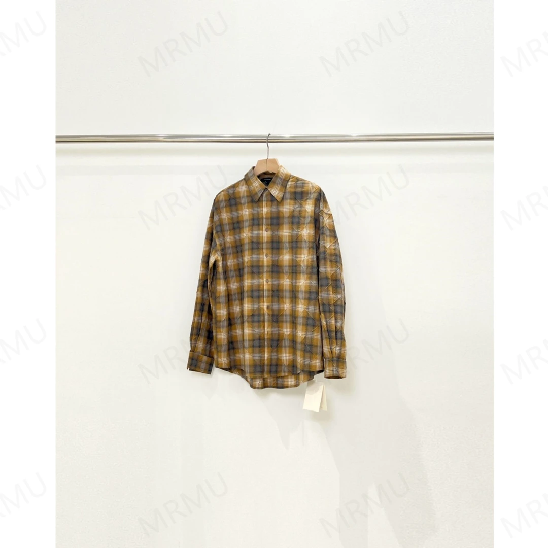 【Mr.慕】北欧小众 氛围旅行工艺款菱形格廓形衬衫外套