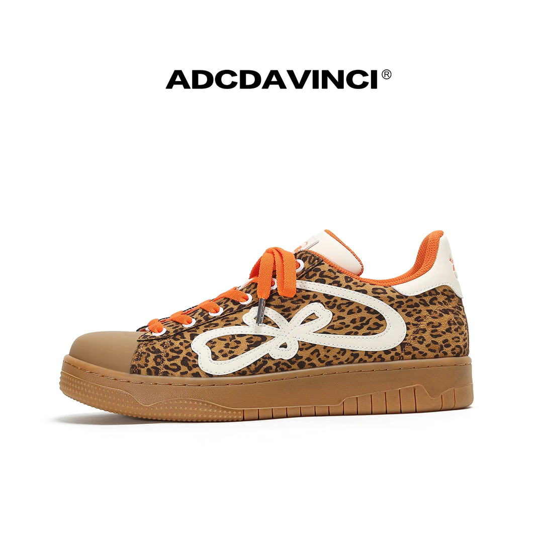 ADC达芬奇 幸运四叶草 豹纹印花板鞋 内增高5CM女鞋 送三色鞋带