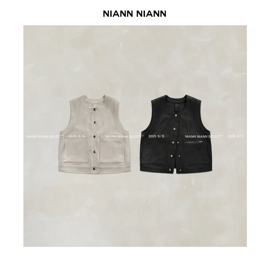 NiannNiann 新品女装极简工装休闲百搭暗扣正肩马甲15246