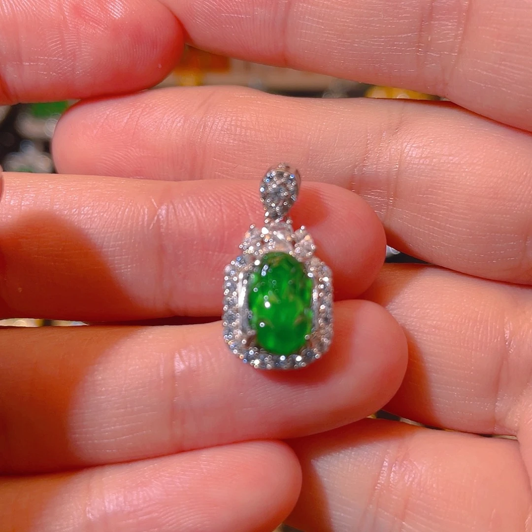 翡翠银S925镶嵌吊坠(不含链)