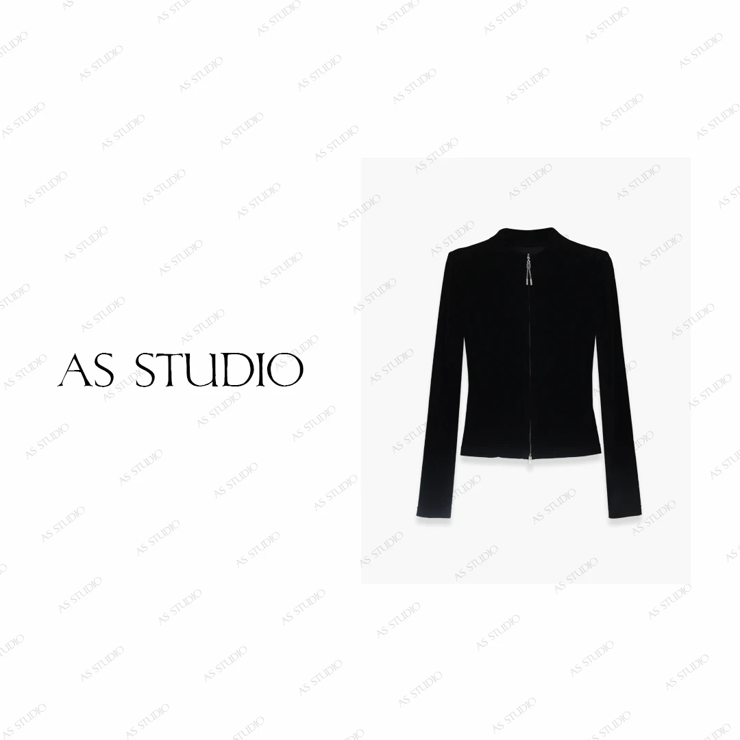 【AS双开头】 25新原创双开头拉链修身收腰丝绒上衣AS25QDS01834