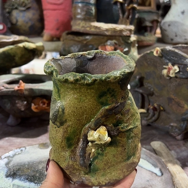 手工粗陶高温花盆
