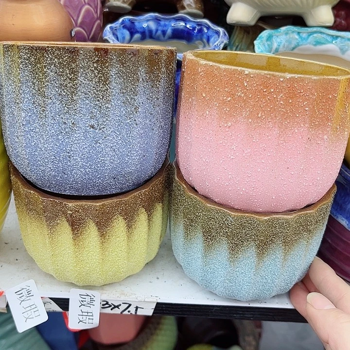 多肉绿植陶瓷花盆9.9包邮，有孔