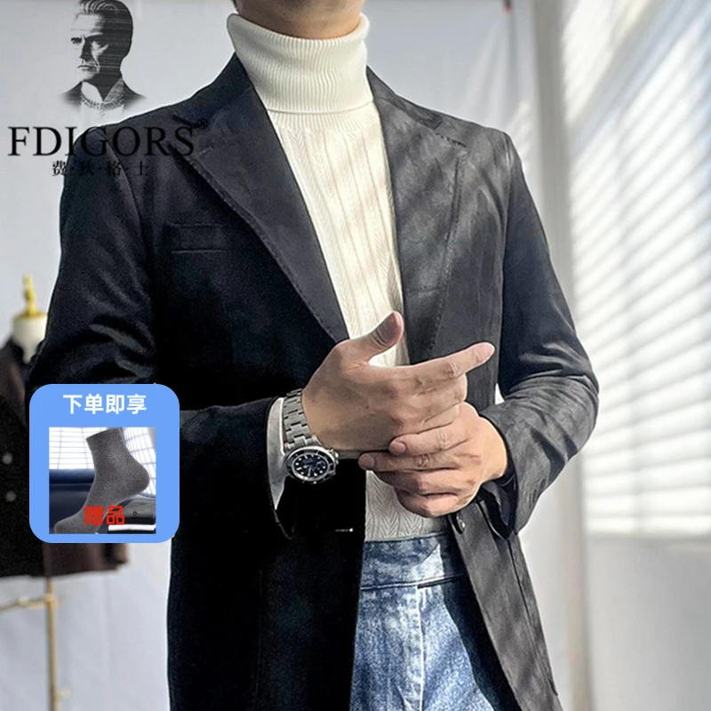 FDIGORS/费狄格士西服男士秋冬平驳领外套通勤商务休闲复古单西