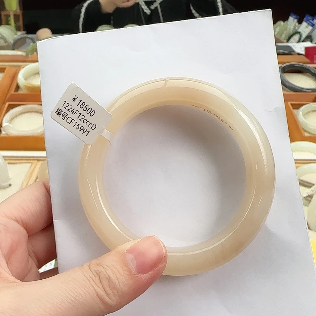 和田玉未镶嵌手镯59轮胎藕粉 高质价比