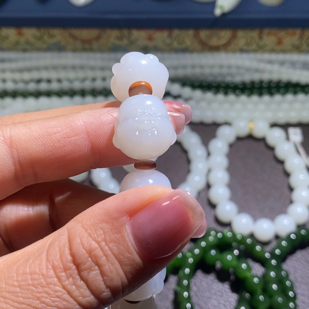 和田玉手链未镶嵌狼****2