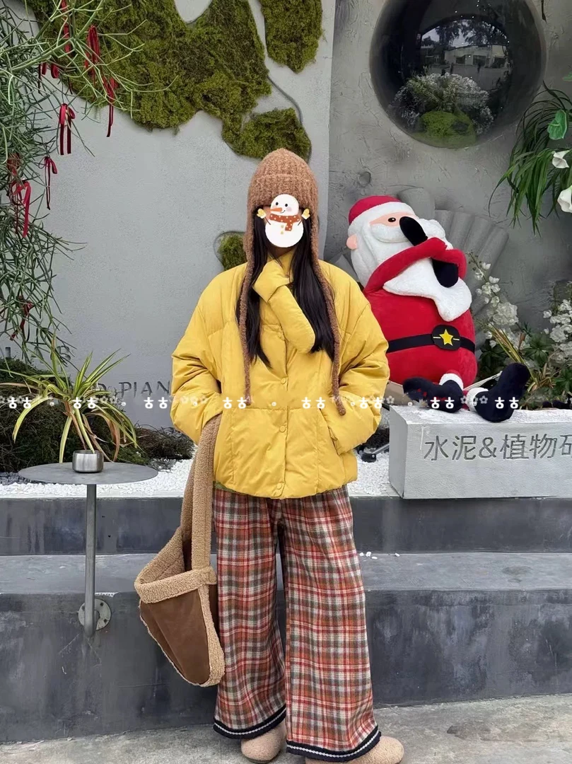 冬季新款带围脖纯色减龄百搭加厚宽松外套