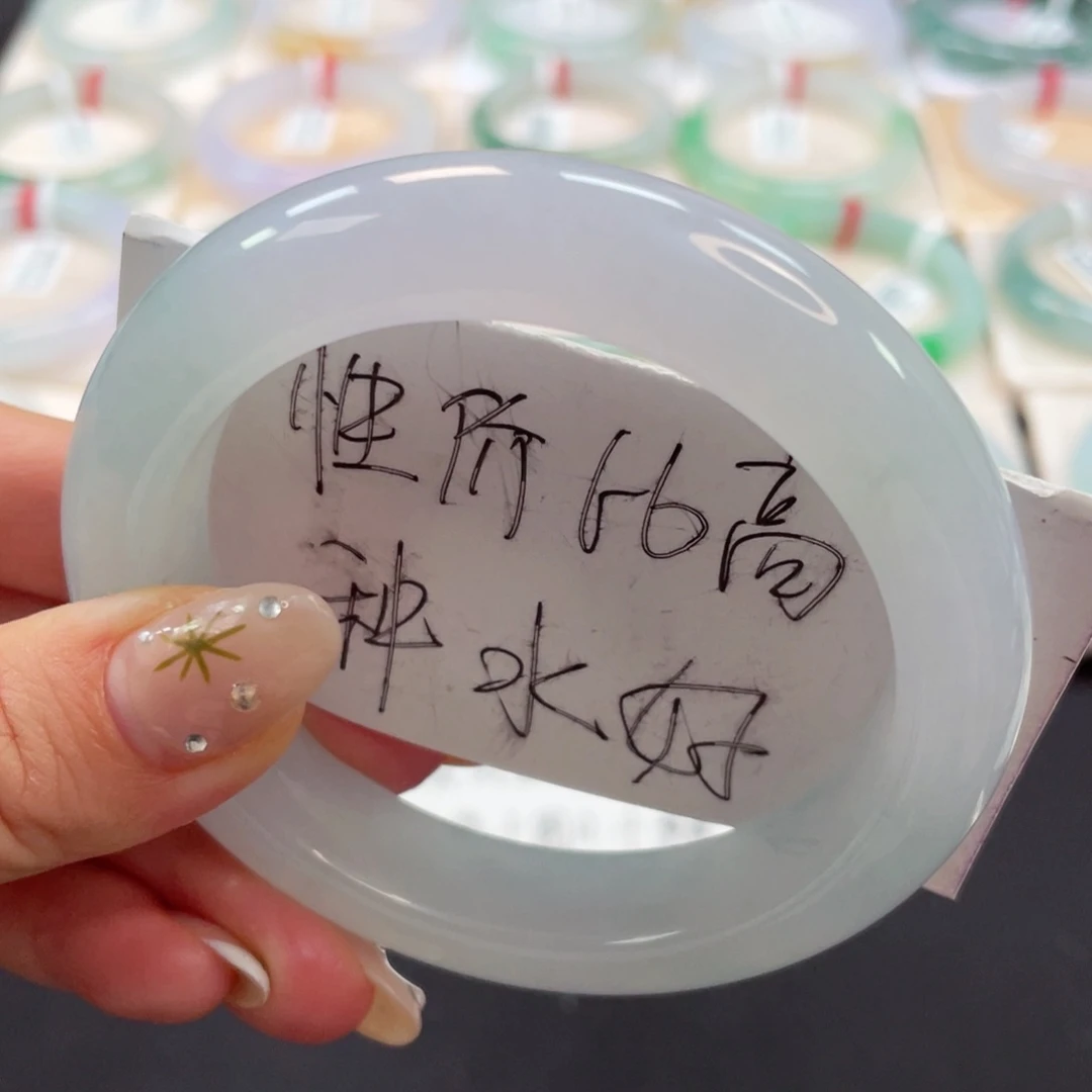 未镶嵌手镯翡翠2号厚装樱花粉