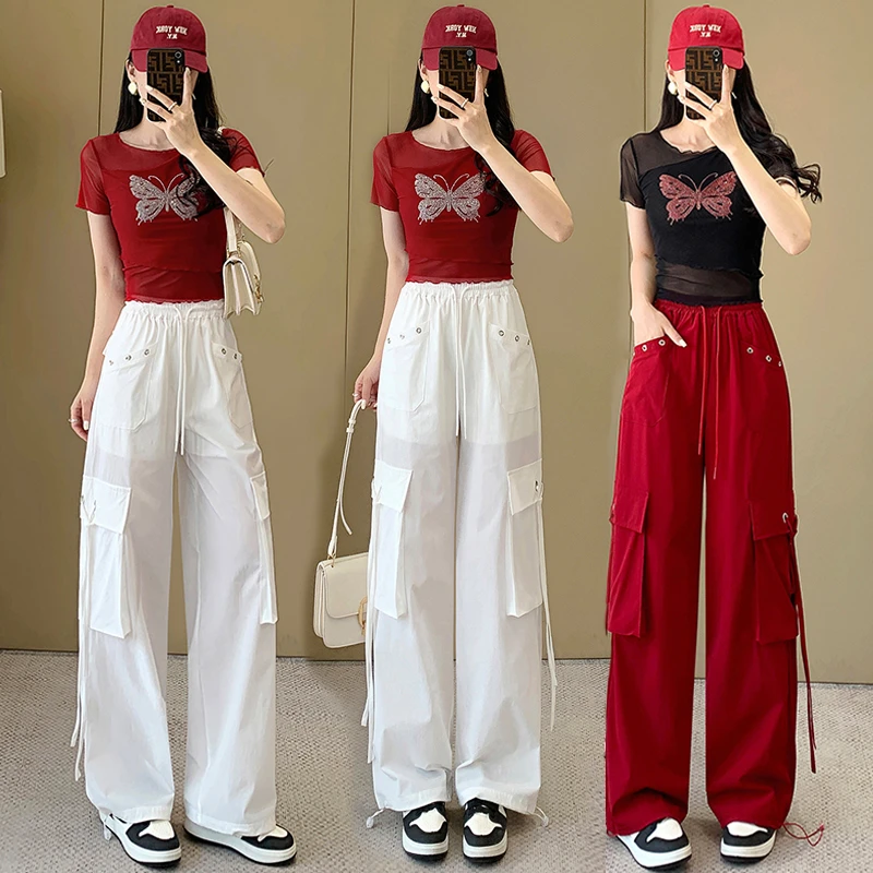 工装裤休闲运动套装女夏2025新款爆款广场舞曳步舞显瘦洋气两件套